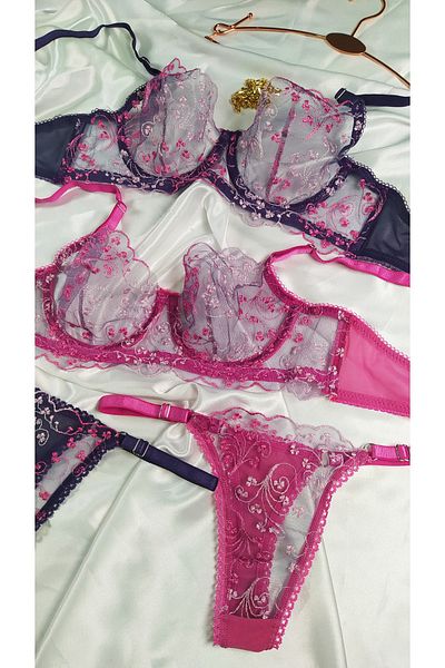 COLOR DE PIEL SET DE CHILOȚI DE DAMĂ DAMĂ FUCHIA MINI MODEL DE FLORI