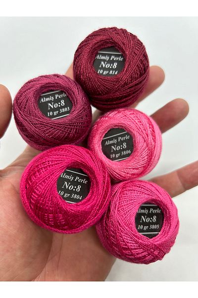 ALMİŞ Alış Perle Etamin-Cross Stitch 5'Li̇ Thread Set (10 Gr-No:8)