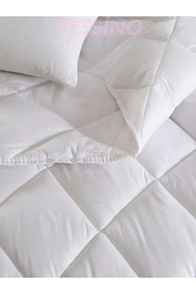 VESSİNOHOME Одномісна ковдра з силіконовим наповнювачем, мікрофібровою поверхнею, біла, терморегулююча, 155x215, серія Diamant