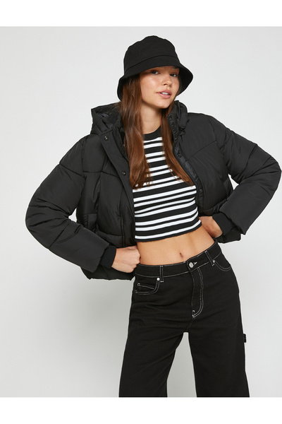 Koton Pufferjacke mit Stehkragen und Reißverschluss