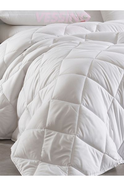 VESSİNOHOME Single person quilt silicone filling fiber microfiber surface white thermal 155x215 Diamant series