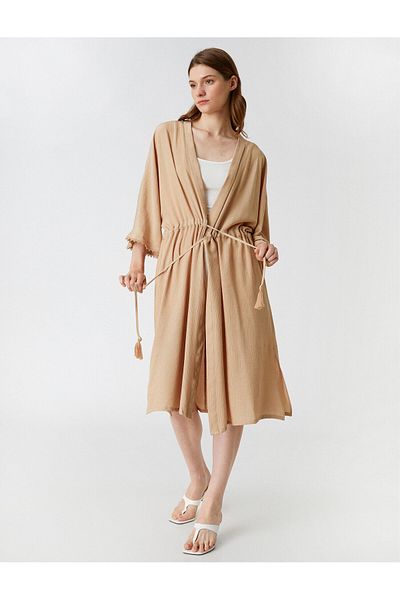 Koton Short Sleeve Kimono with Tie Detail