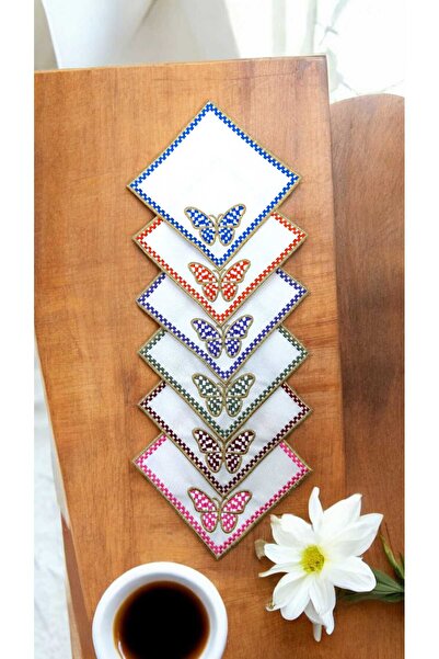 Altın Çeyiz Tekstil 6-пакет кольорових серветок з малюнком метеликів для пода...