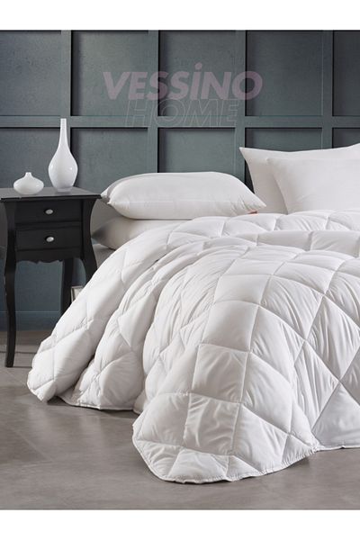 VESSİNOHOME Single person quilt silicone filling fiber microfiber surface white thermal 155x215 Diamant series