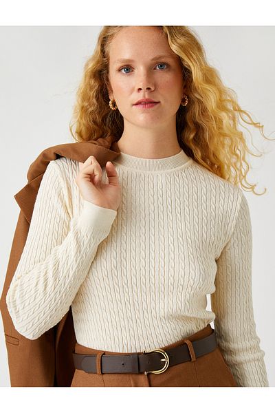 Koton Knit Detailed Sweater Cashmere Textured