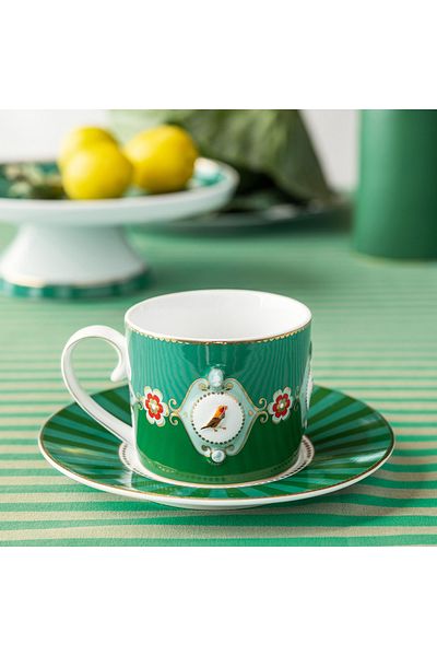 Pip Studio Love Birds Green Porcelain Teacup 200 ml