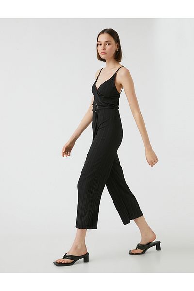 Koton Strappy zavinovací overal s V-neck Belted