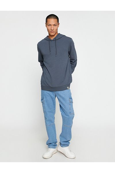 Koton Basic-Sweatshirt mit Kapuze und Label-Print, langärmlig