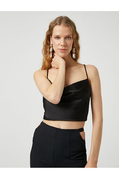 Koton Satin-Abendkleid mit Bustier, U-Ausschnitt und Binderücken