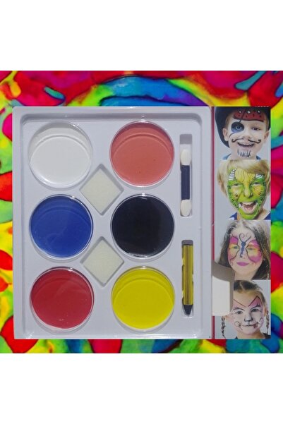 Genel Markalar VIP KALİTE PALYAÇO YÜZ BOYASI 6 LI YÜZ BOYAMA PALETİ FACE PAİNT COLORS KOSTÜM AKSESUARLARI ÖZEL SERİ