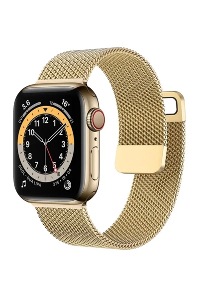 FirstModel Apple Watch Mıknatıslı Hasır Metal Kordon ( Seri 10 - 46 mm Uyumlu...