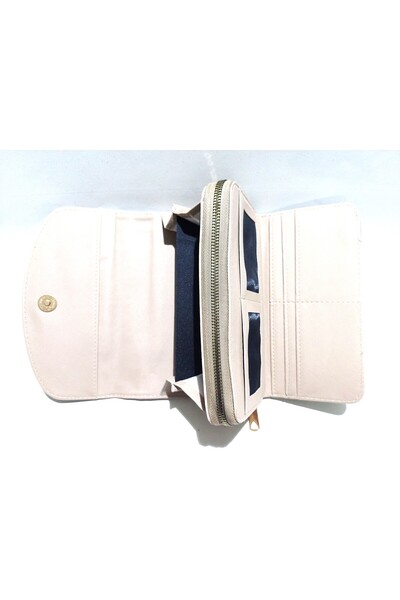 Newish Polo Envelope Model Covered Zippered Faux Leather Women's Portfolio Wallet-Large Size