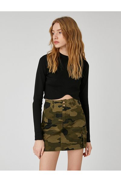 Koton Mini-Jeansrock mit Tarnmuster