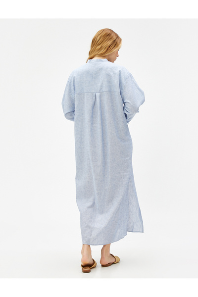 Koton Rochie cămașă lungă Guler magnific amestecat de in