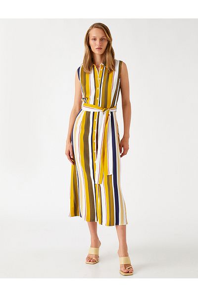 Koton Viscose Shirt Dress - Belted Design