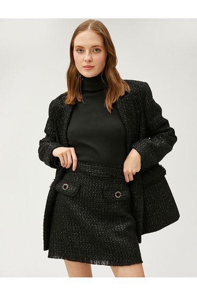 Koton Fustă mini din tweed cu nasturi si buzunar
