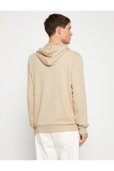 Koton Basic Hooded Sweatshirt Label Printed Long Sleeve