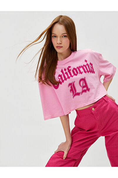 Koton Tricou cu imprimeu universitar Crop Crew Deck Bumbac