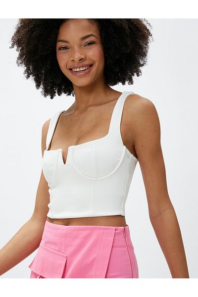 Koton Crop Bustier Bügel mit quadratischem Ausschnitt und Fensterdetail