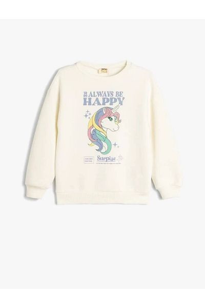 Koton Bavlněná mikina se vzorem Unicorn - dlouhý rukáv, výstřih