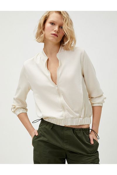 Koton Jacke mit Reißverschluss, Modalmischung, elastische Taille