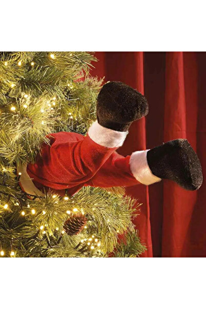 Yellowtech Hareket Eden Noel Baba Ayakları – 40 cm, Pil İle Çalışan, Yılbaşı Çam Ağacı Süsü, Komik Dekor