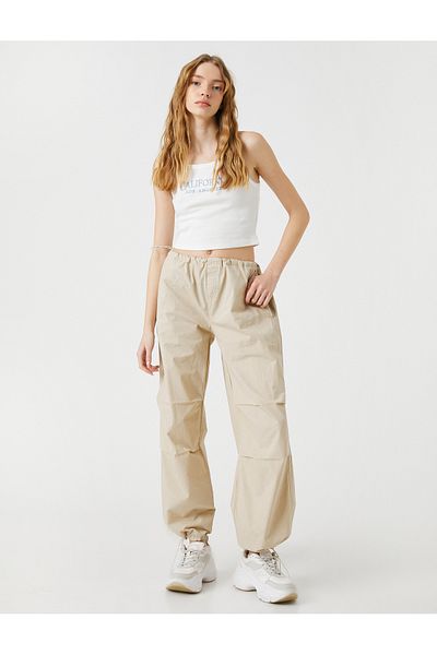 Koton Κεντημένο Cotton Crop Corded Tank Top - Λεπτό λουράκι