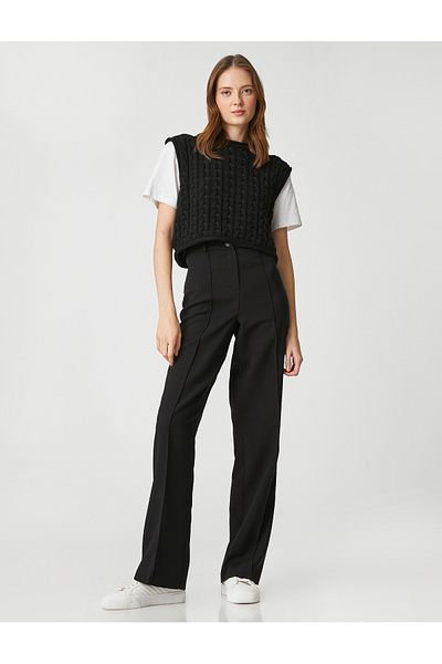 Koton Crop Knit Sweater Round Neck