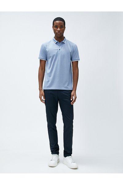 Koton T-Slim Fit T-Shirt s knoflíky a krátkým rukávem