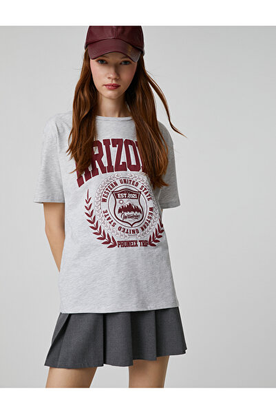 Koton Κοντομάνικο μπλουζάκι με στάμπα με λαιμόκοψη