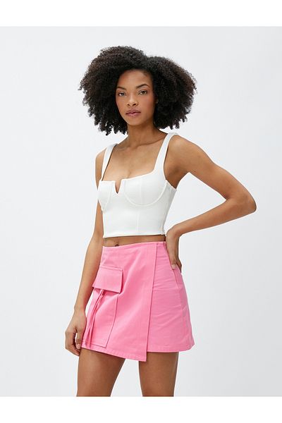Koton Crop Bustier Bügel mit quadratischem Ausschnitt und Fensterdetail