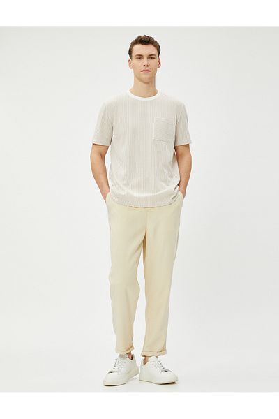 Koton Basic Trousers with Lace Waist Pocket Detail Viscose Blend