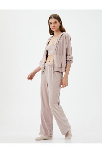 Koton Winter Pajama Bottoms Velvet Soft Textured Elastic Waist