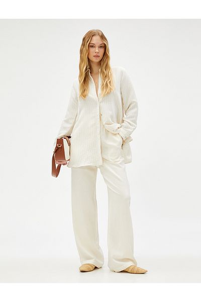 Koton Hose mit geradem Bein und Taschen aus Leinenmischung