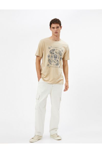 Koton Skull printed T-Shirt Crew Neck Βαμβακερό κοντό μανίκι