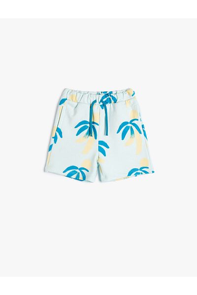 Koton Shorts Tie Waist Pocket Palm Printed