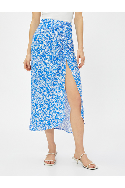 Koton Midi sukně Floral Slit Ecovero® Viskóza