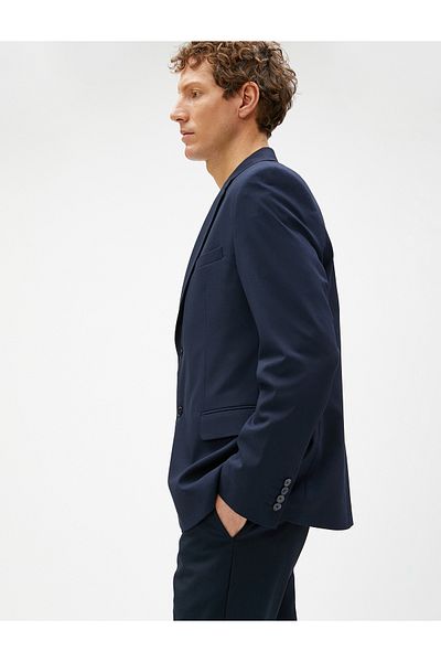 Koton Basic Blazer Jacket with Stitching Detail, Buttons and Pockets