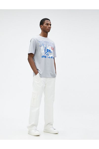 Koton Far East Printed T-Shirt Crew Neck Short Sleeve Cotton
