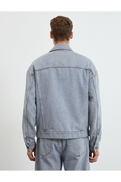 Koton Jachetă de blugi Buzunar cu nasturi Guler clasic detaliat