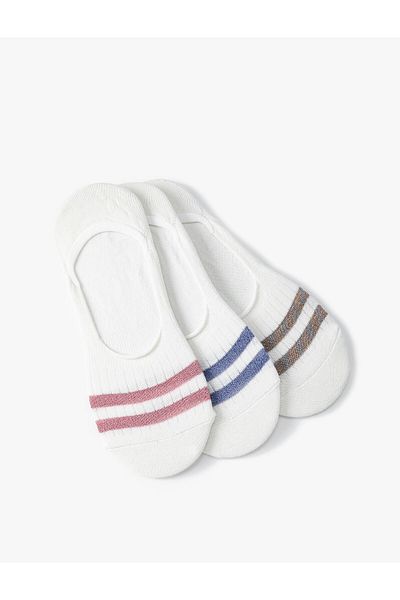 Koton Set de 3 șosete balerină cu model dungi
