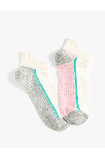 Koton Set de 2 ciorapi papuci multicolori cu modele geometrice