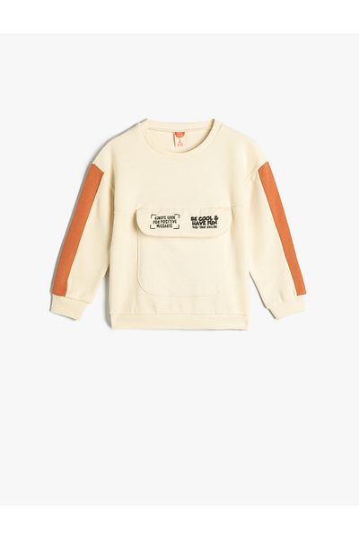 Koton Sweatshirt Long Sleeve Pocket Printed Cotton