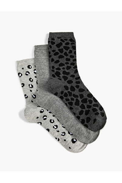Koton Leopard Patterned 3-Piece Socks Set Multicolored
