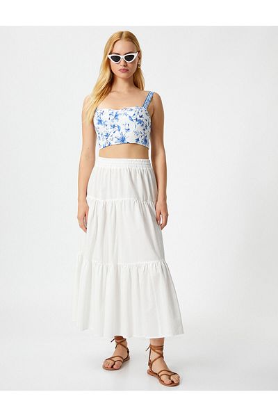 Koton Crop Bustier mit Blumenmuster und herzförmigem Ausschnitt aus Viskose