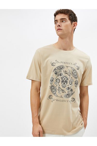 Koton Skull printed T-Shirt Crew Neck Βαμβακερό κοντό μανίκι