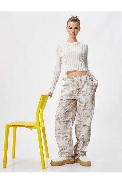 Koton Parachute Pants with Pockets, Elastic Waist and Stopper