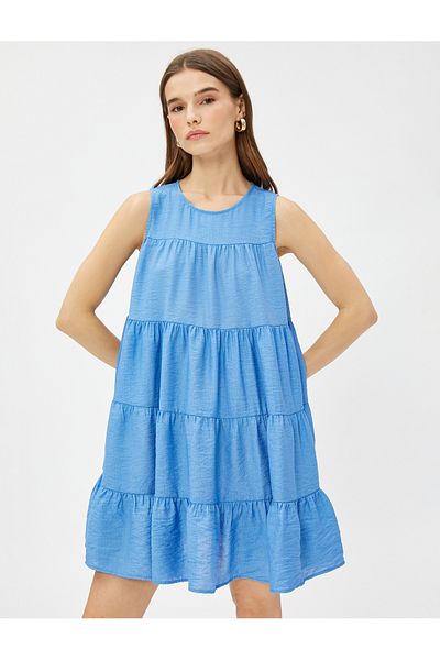 Koton Rochie mini stratificată, fără mâneci, cu decolteu