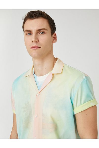 Koton Καλοκαιρινό πουκάμισο κοντομάνικο Tie-Dye Look Turn-down γιακά