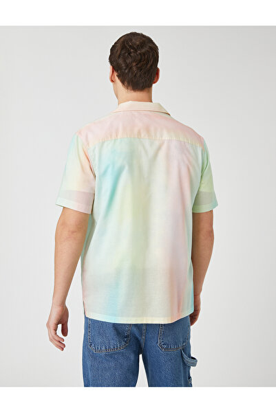 Koton Yazlık Gömlek Kısa Kollu Batik Görünümlü Devrik Yaka